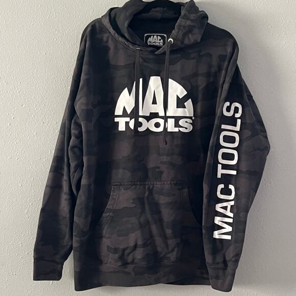 Mac Tools Hoodie 2XL Black Camo Pullover Sweatshirt Logo Front & Sleeve - Picture 1 of 6